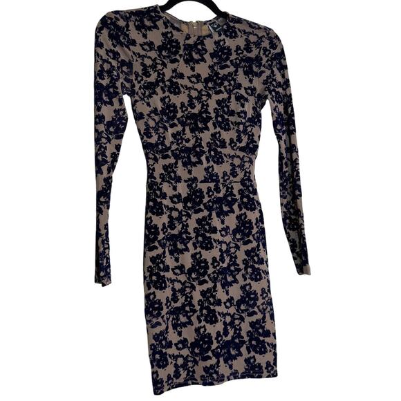 Windsor True Hues Velvet Burnout Mini Dress Women XS Blue Tan Party Y2K Style - Picture 1 of 10